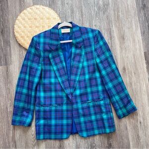 Vintage Pendleton plaid blazer blue & green